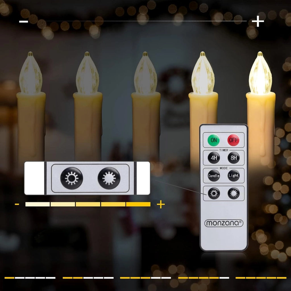 Deuba® Set 30 Candele a LED Albero di Natale Luce Bianca Batteria Wireless con Timer e Telecomando Lucine Natalizie