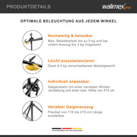 WT-501 Stativo a giraffa 100-410 cm, Treppiedi per luci regolabile, con braccio di supporto da 215 cm, contrappeso da 4,4 kg, per softbox, luce da studio, riflettore, flash