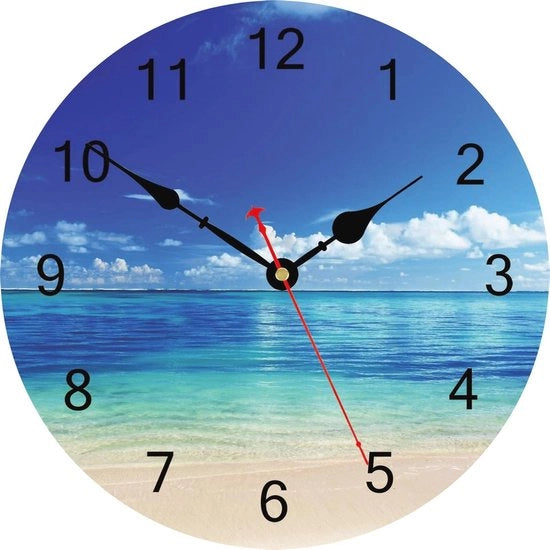 Ora Moderna 20 cm Blu Mare Muro - Silenziosa Ora Muro in Legno per Camera da Letto, Bagno e Cucina