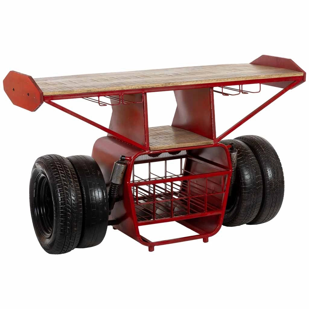 Mobile bar portabottiglie rosso con ruote 160x53x84h cm