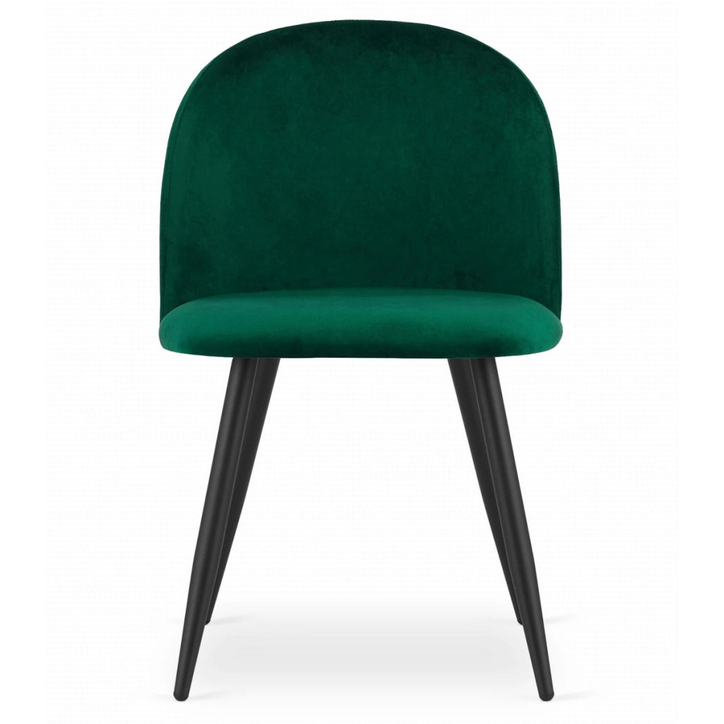 Sedia da pranzo Bello in velluto verde con gambe nere
