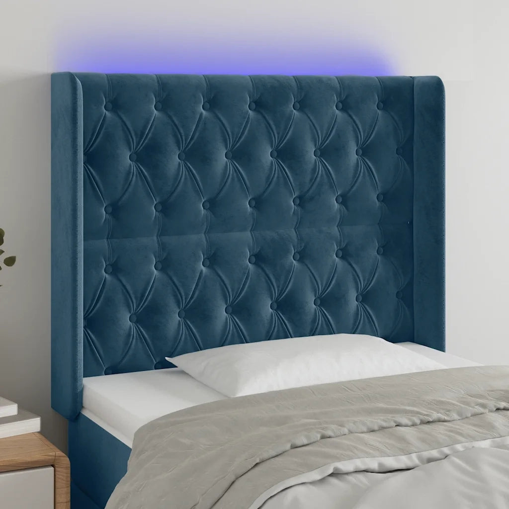 Testiera a LED Blu Scuro 93x16x118/128 cm in Velluto 3124424