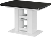 tavolo da pranzo allungabile Fenaro, Nero/bianco, 120 x 80 cm, allungabile con estrazione sincronizzata per lunghezza tavolo variabile