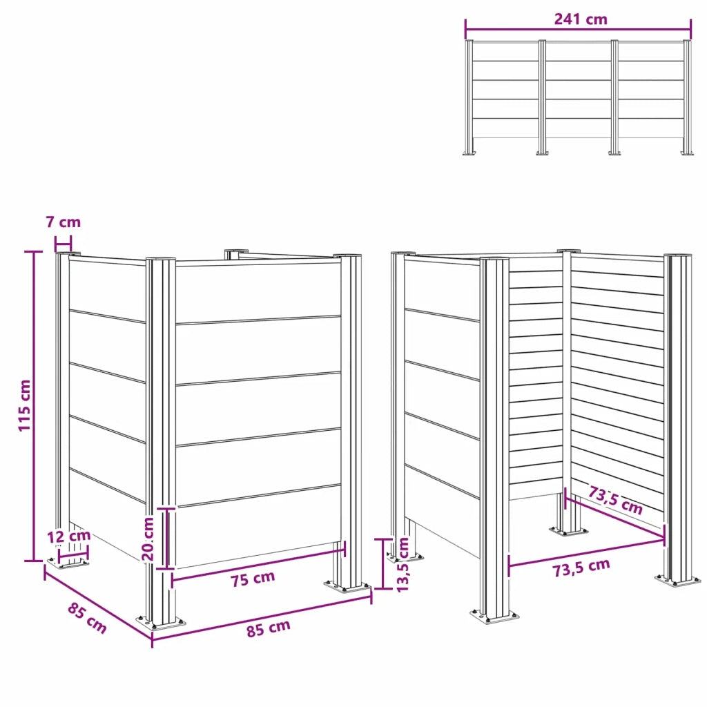 Recinzione Contenitore per Rifiuti Grigio 85 x 85 x 115 cm