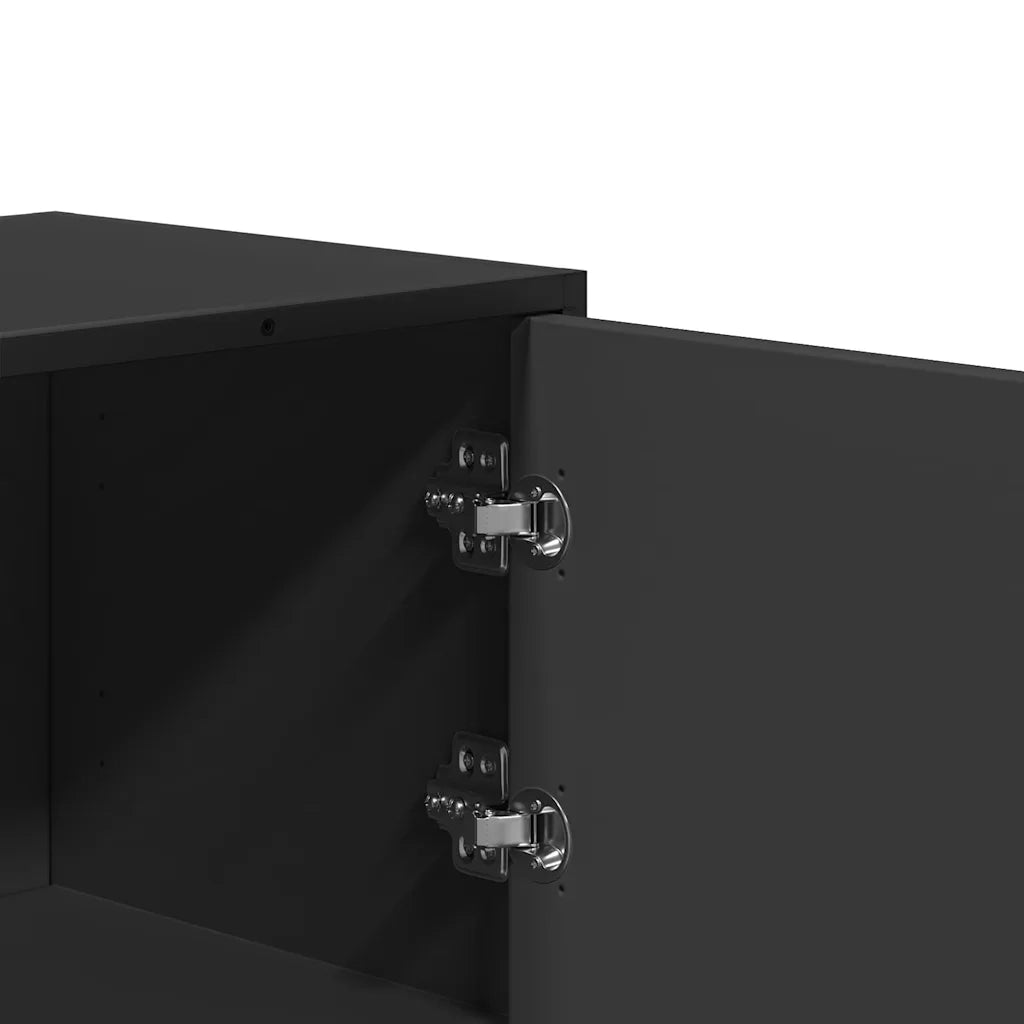 Credenza | Madia | Buffet da pranzo | Armadio da pranzo Nera 68x35x106,5 cm Legno Multistrato Metallo