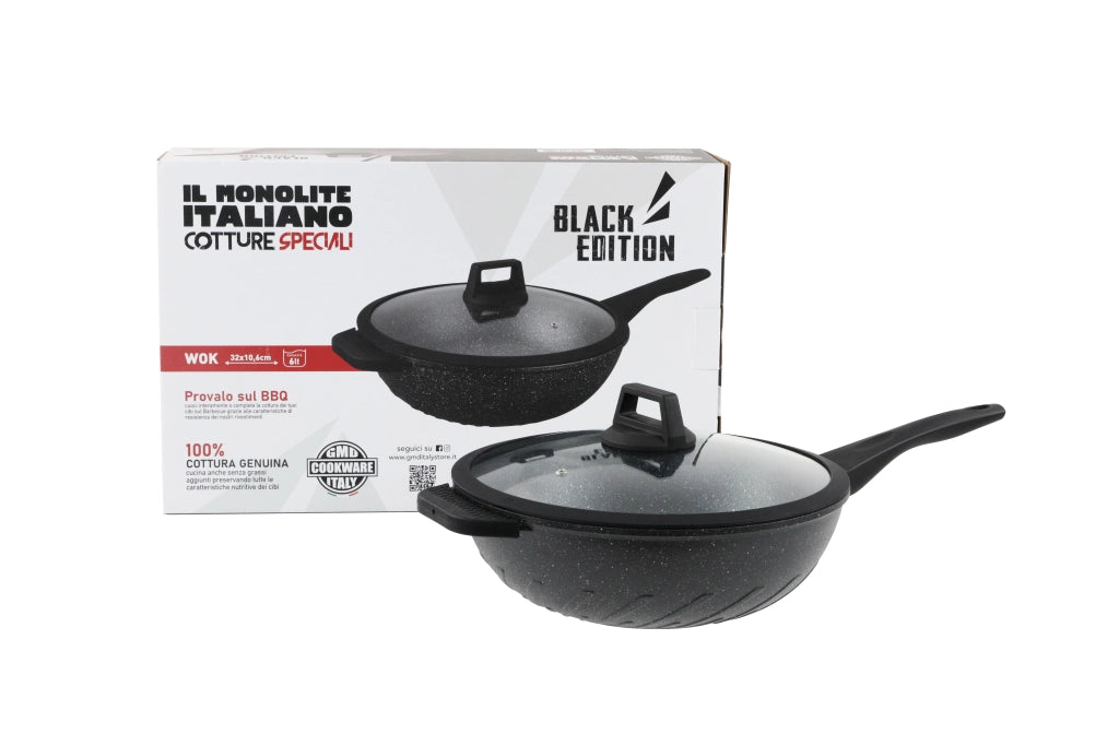 Padella Wok antiaderente in alluminio forgiato da 32 cm per induzione + presina
