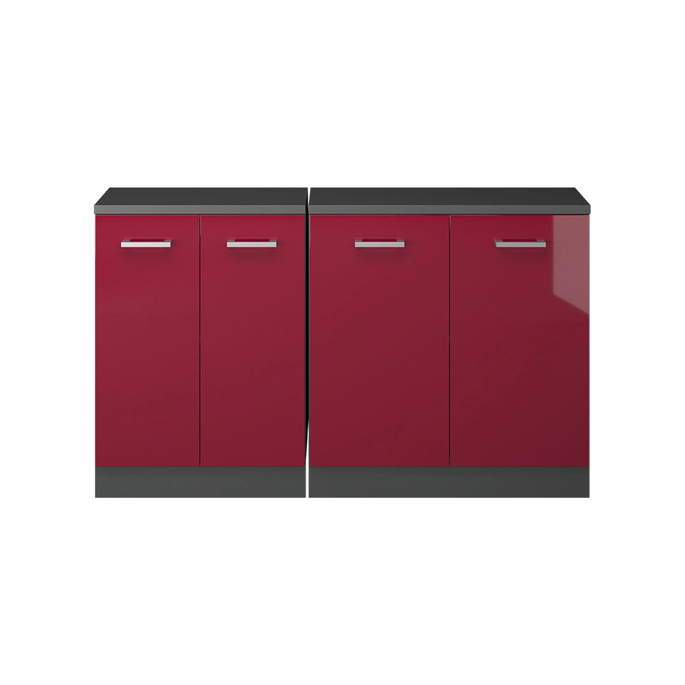 Set di mobili sottotetto Rion Rosso lucido/Antracite 140 cm Set di 2 carcasse armadio profondità 60 cm Vicco