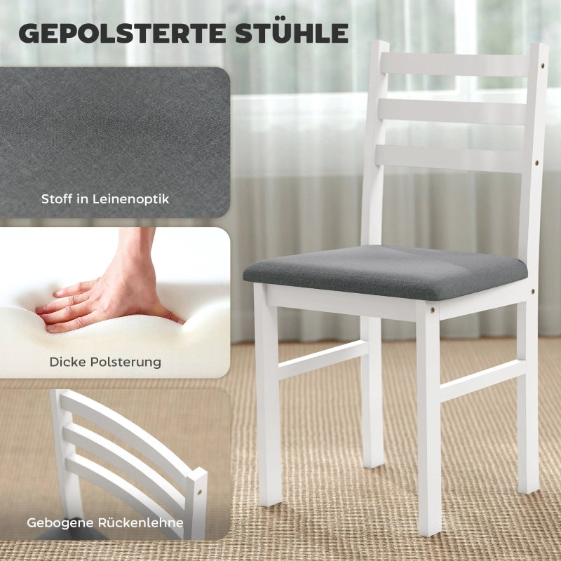 TAVOLO DA PRANZO Set 3 pezzi 80x60x74,5 cm Bianco con 2 sedie