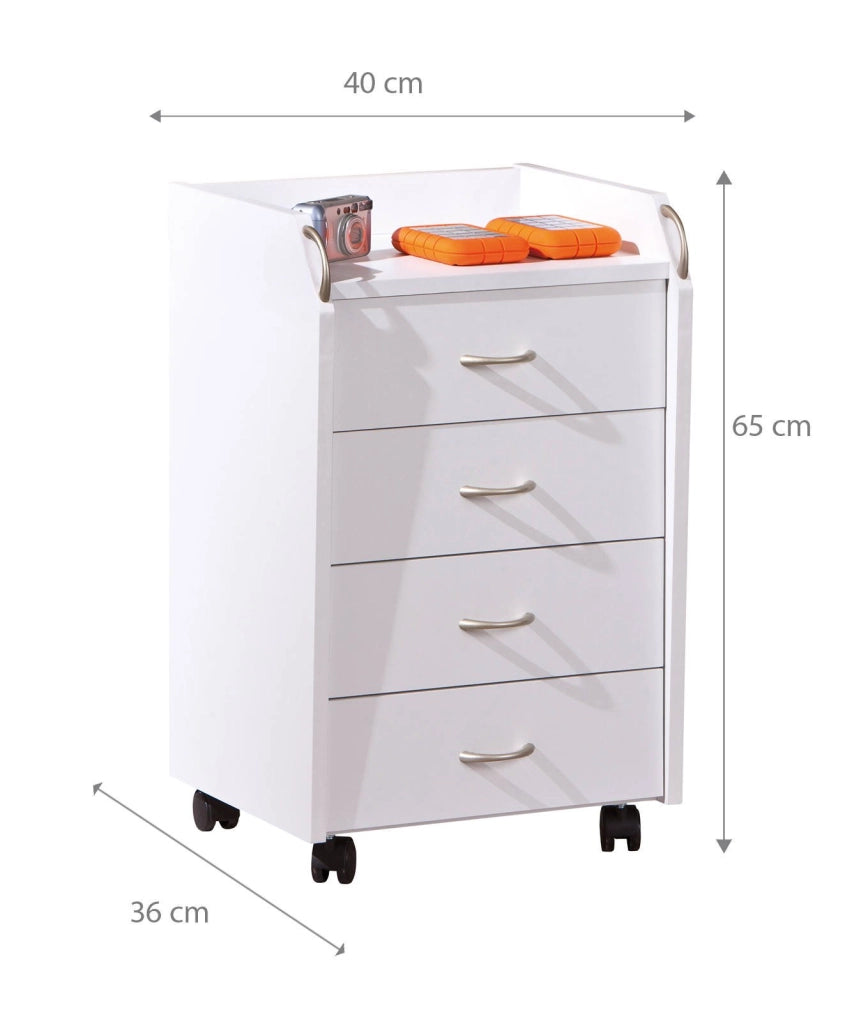 Manco, Cassettiera 4 Cassetti, 40x36x65h cm Bianco
