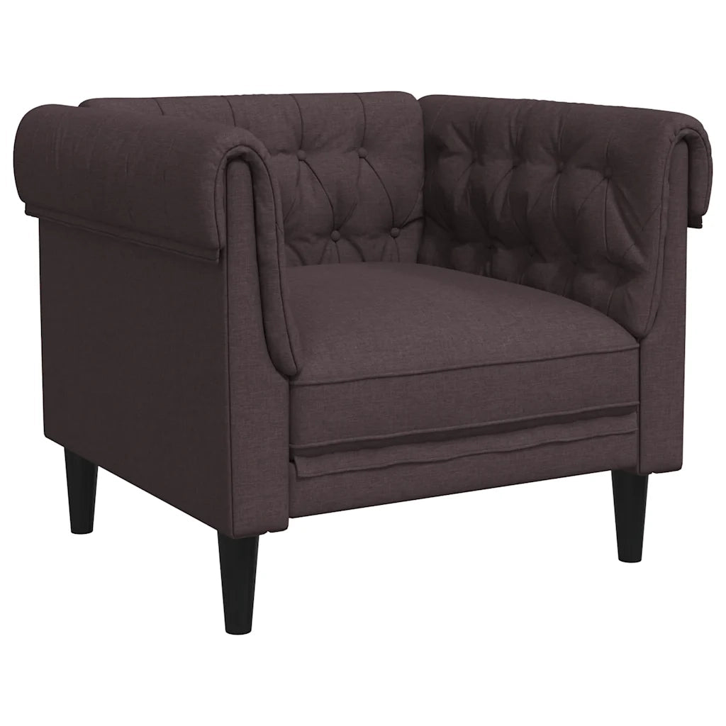 Divano Sedia-Poltrona Chesterfield Marrone Scuro in Tessuto