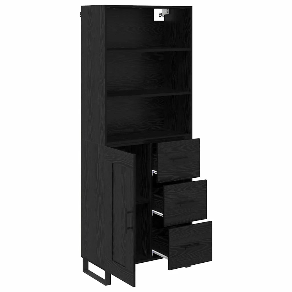 Credenza con cassetto 2 pcs Rovere Nero Legno multistrato 3416078