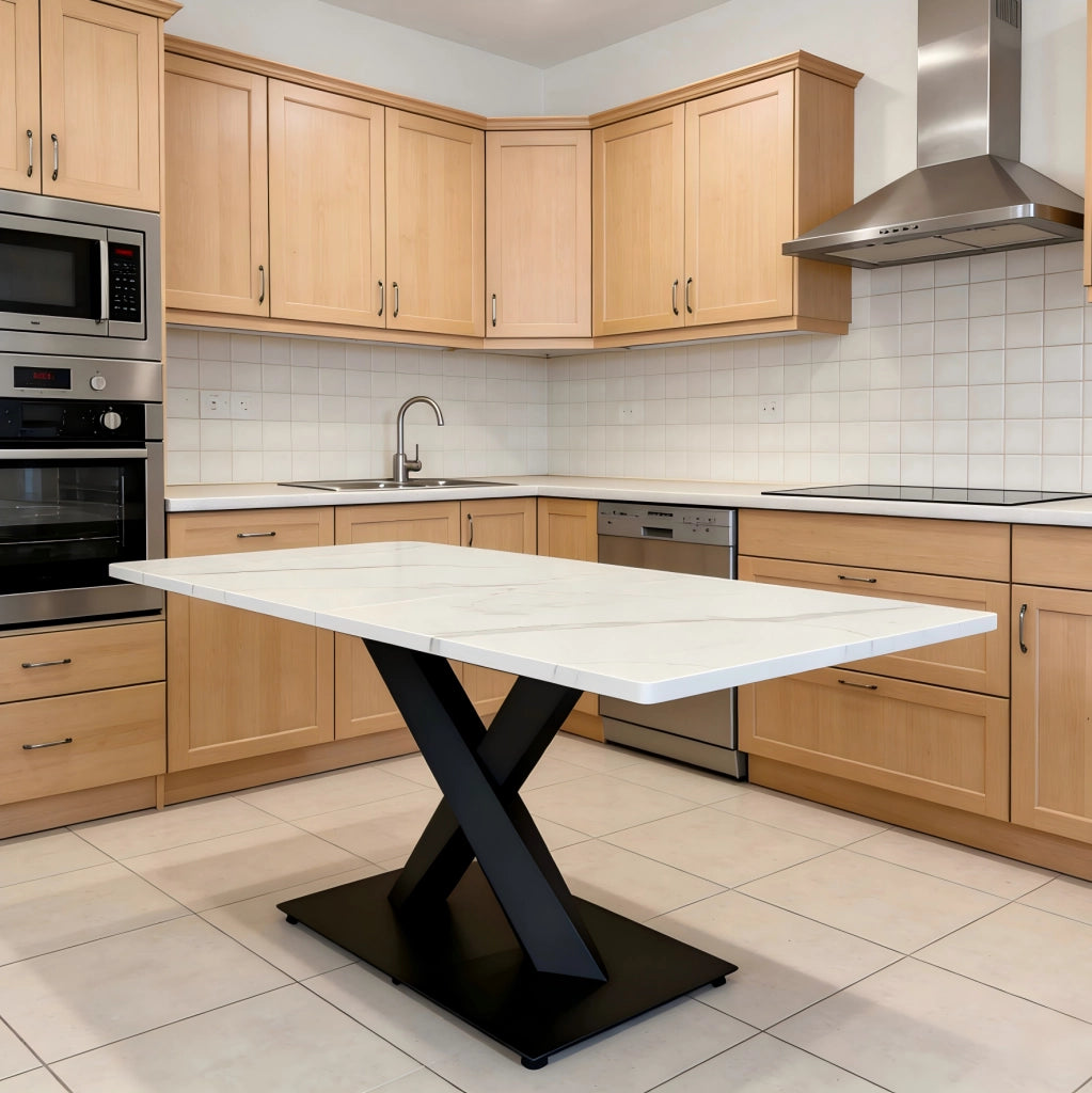 Tavolo da pranzo rettangolare 160x80 cm bianco e nero