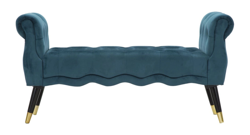Panchetta Paris Oro 120x40x60 cm in Legno e Poliestere Ottanio