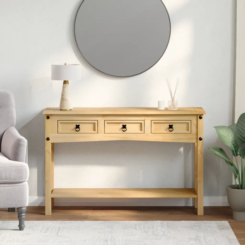 Tavolo Consolle "Corona" 114x34,5x73 cm in Legno Massello di Pino 4005666