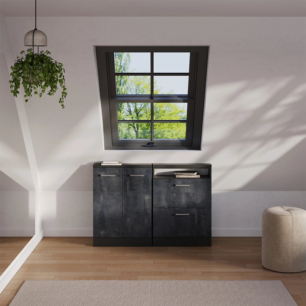 Mobile sottotetto Rion Calce nera/Antracite con 2 porte Vicco