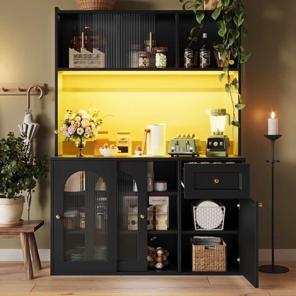 ARMADIO ALTO LED 120x35x167 cm Nero MDF/Pannello di particelle