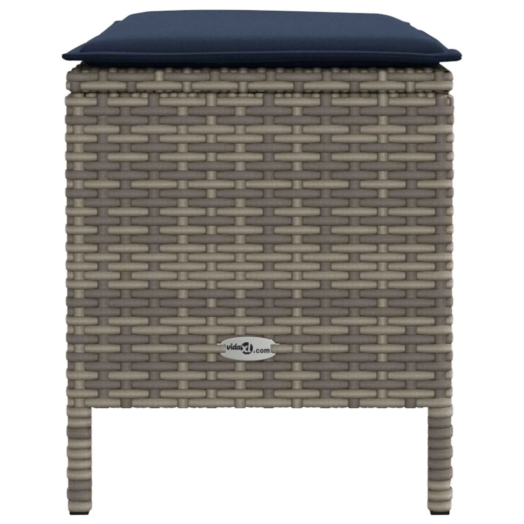 Sedia da giardino-Poggiapiedi da Giardino Grigio e Blu Navy 80 x 38 x 42 cm