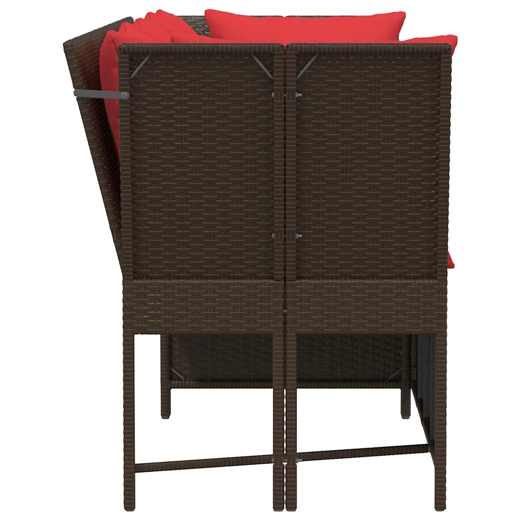 Divano da Giardino con Cuscini-Sofa da Giardino-Divano da esterno in Polyrattan Marrone 475377