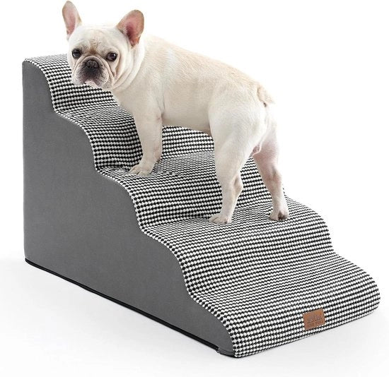 Trappola per cani e piccola trappola per animali domestici con copertura impermeabile - Alta densità schiuma - Sostegno per gatti per auto con letto alto - Leggero e duraturo - 5 livelli - Bianco e nero - 197 x 338 x 224 mm