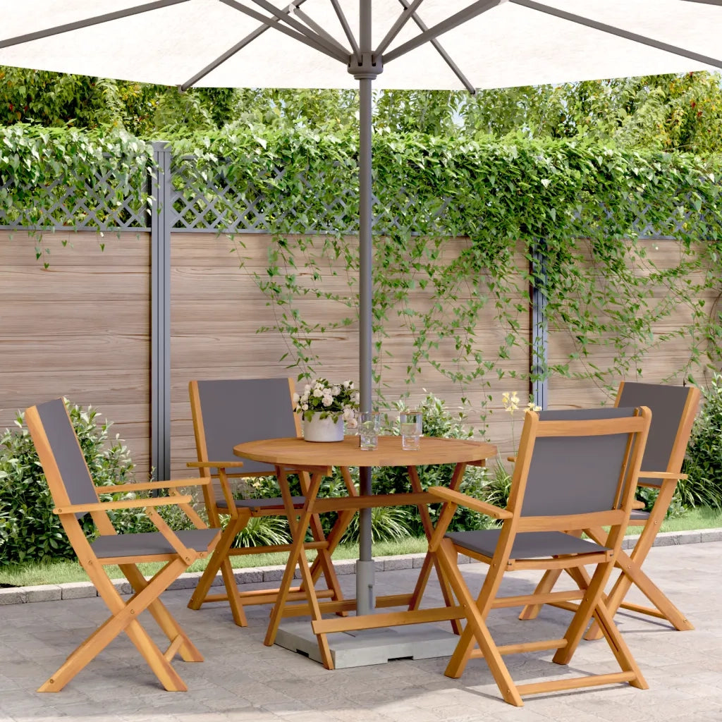Set Pranzo da Giardino 5pz Antracite Tessuto e Legno Massello 3281821