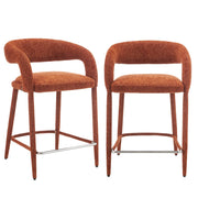 Set 2 sgabelli da bar contemporaneo in tessuto, terracotta