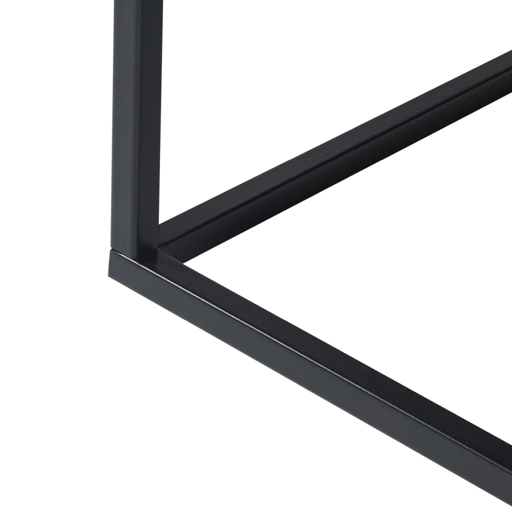 Tavolino da caffè consolle laterale con piano quadrato e ripiano 60 x 60 x 45 cm acciaio nero opaco 03_0010853