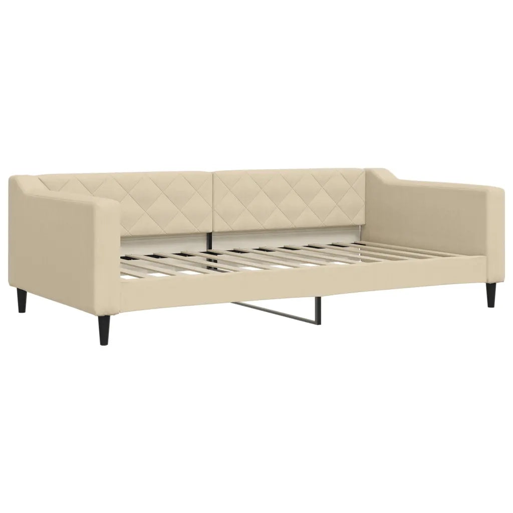 Divano Letto Estraibile con Materassi Crema 100x200 cm Tessuto 3197453