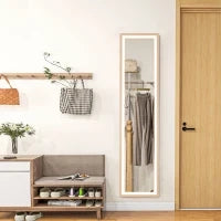 Grande specchio da terra, specchio da parete o da terra rettangolare, 40 x 160 cm con illuminazione a LED 3 colori, rovere