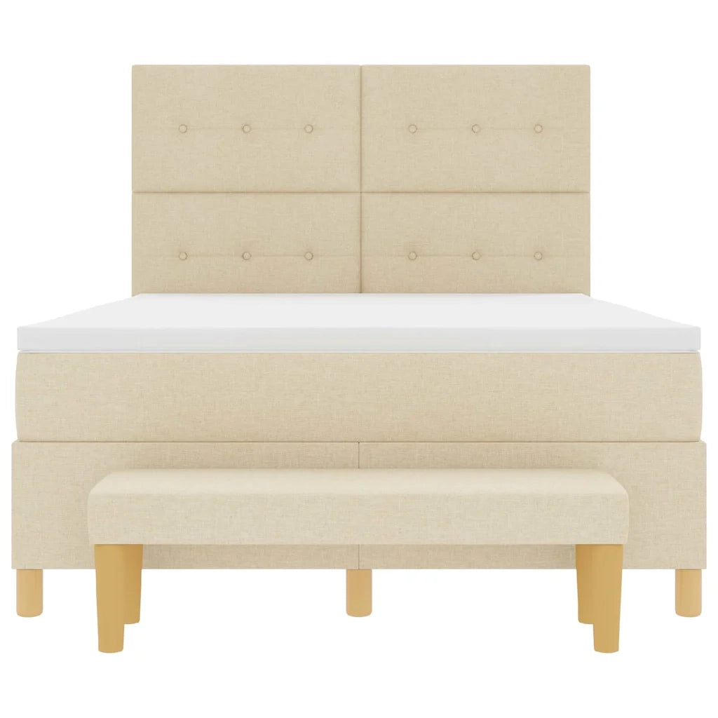 Letto a molle con materasso Crema 140 x 190 cm Tessuto 3344301