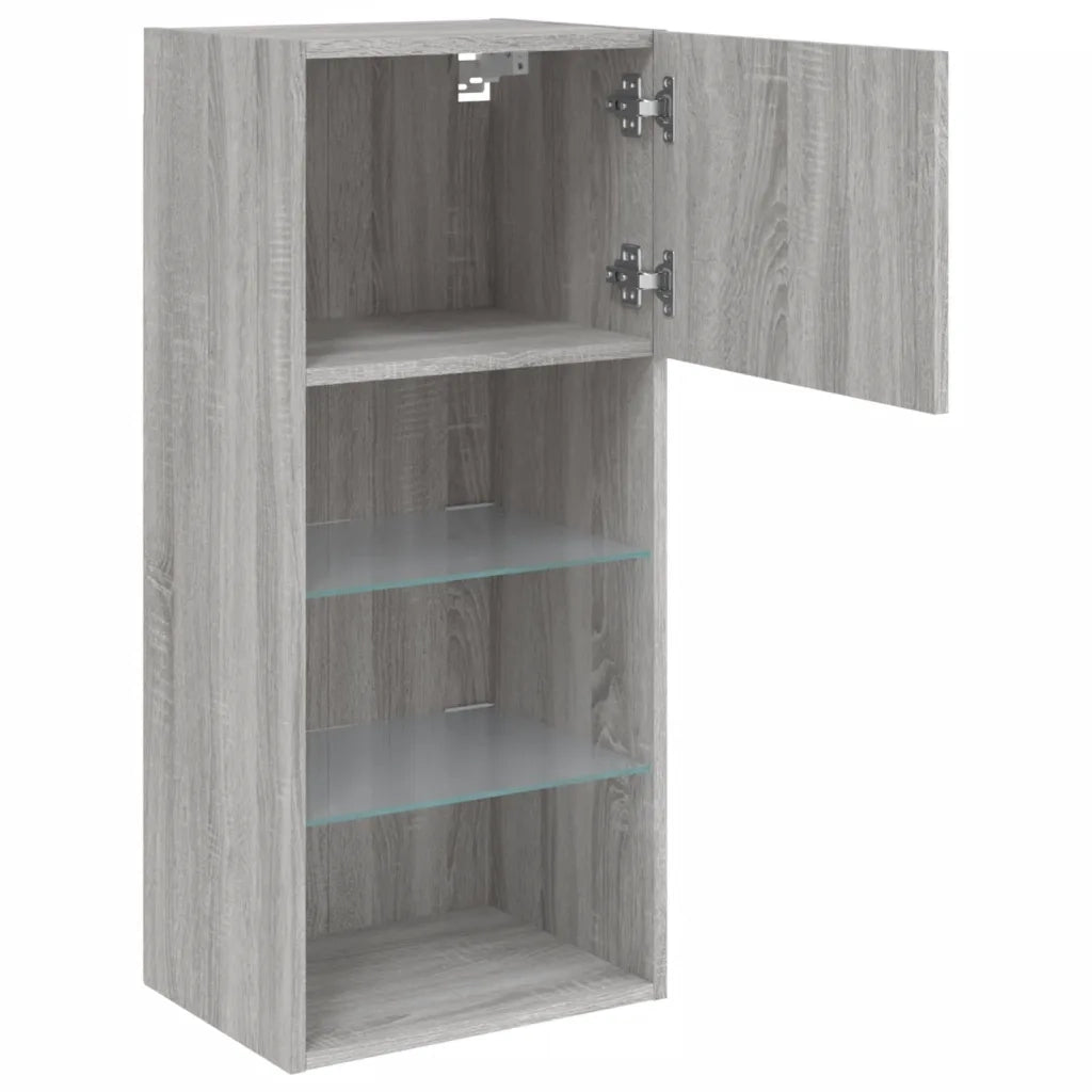 Mobili TV con Luci LED 2pz Grigio Sonoma 40,5x30x90 cm 837054