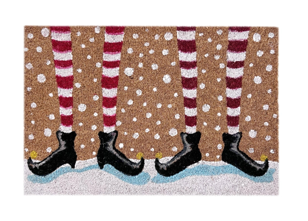 Zerbino Natale Cocco Ingresso Casa Esterno Antiscivolo Natalizio Fortuna Gambe Elfo