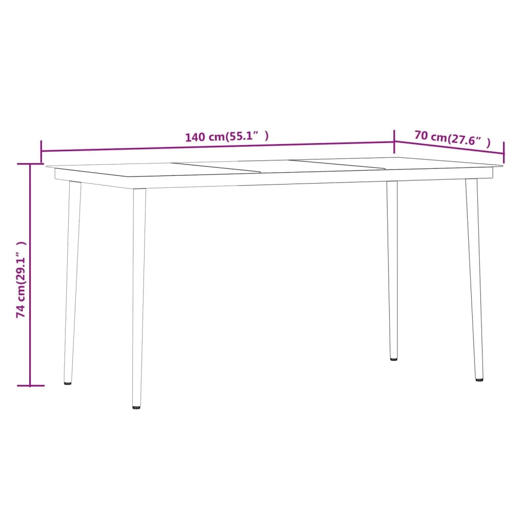 Set da pranzo da giardino per esterni 5 pezzi mobili grigi e neri 02_0013796