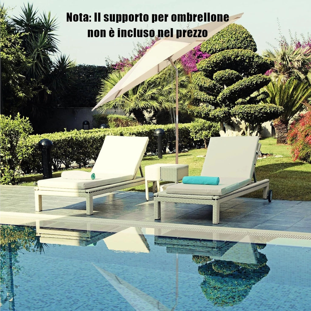 Ombrellone da Giardino 270 cm/300 cm, con Inclinazione Regolabile, 8 Stecche, Struttura di Legno a Carrucola, per Giardino Cortile Piscina (3 m)