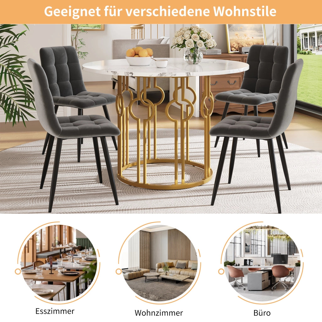 TAVOLO DA PRANZO 100x100x76 cm MDF e metallo bianco oro