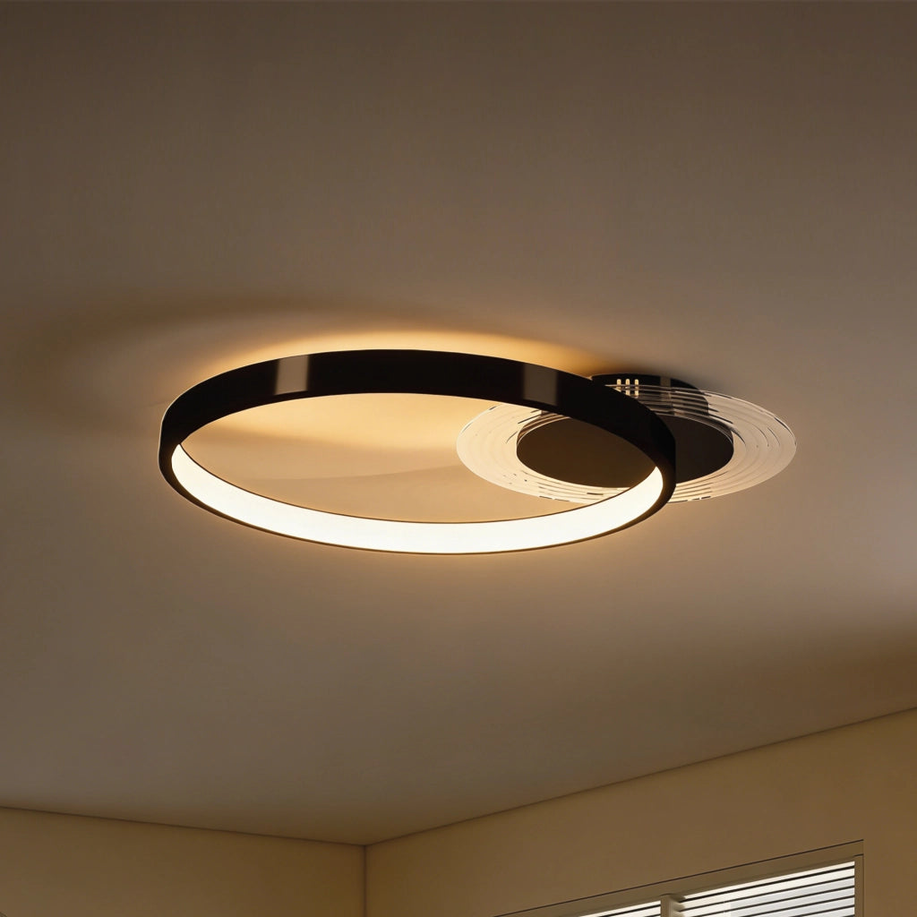 Plafoniera LED Moderna 2 Anelli ¨C zephmum ¨C Nero, Temperatura Colore Regolabile, 30W