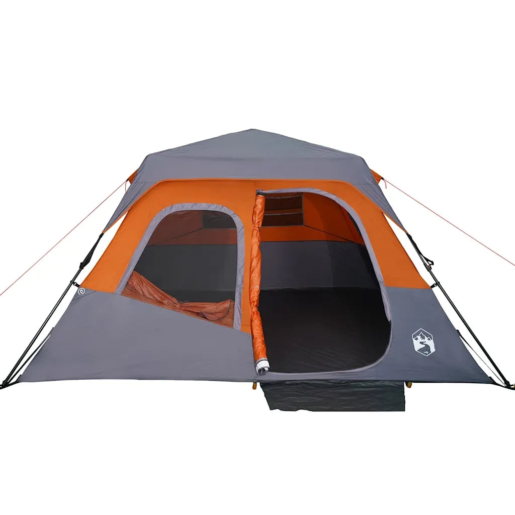 Tenda Campeggio 6 Persone-Tenda per Escursionismo Grigio e Arancione Impermeabile