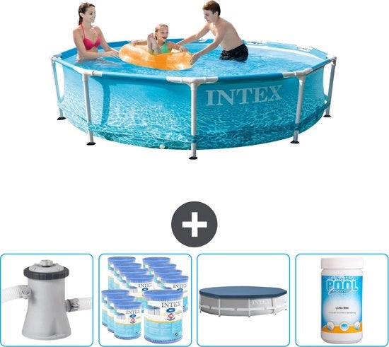 Piscina Rettangolare da Giardino - 305 x 76 cm - Acquaprint - Incluso Pompaggio Filtro - Copertura - Chiarificante
