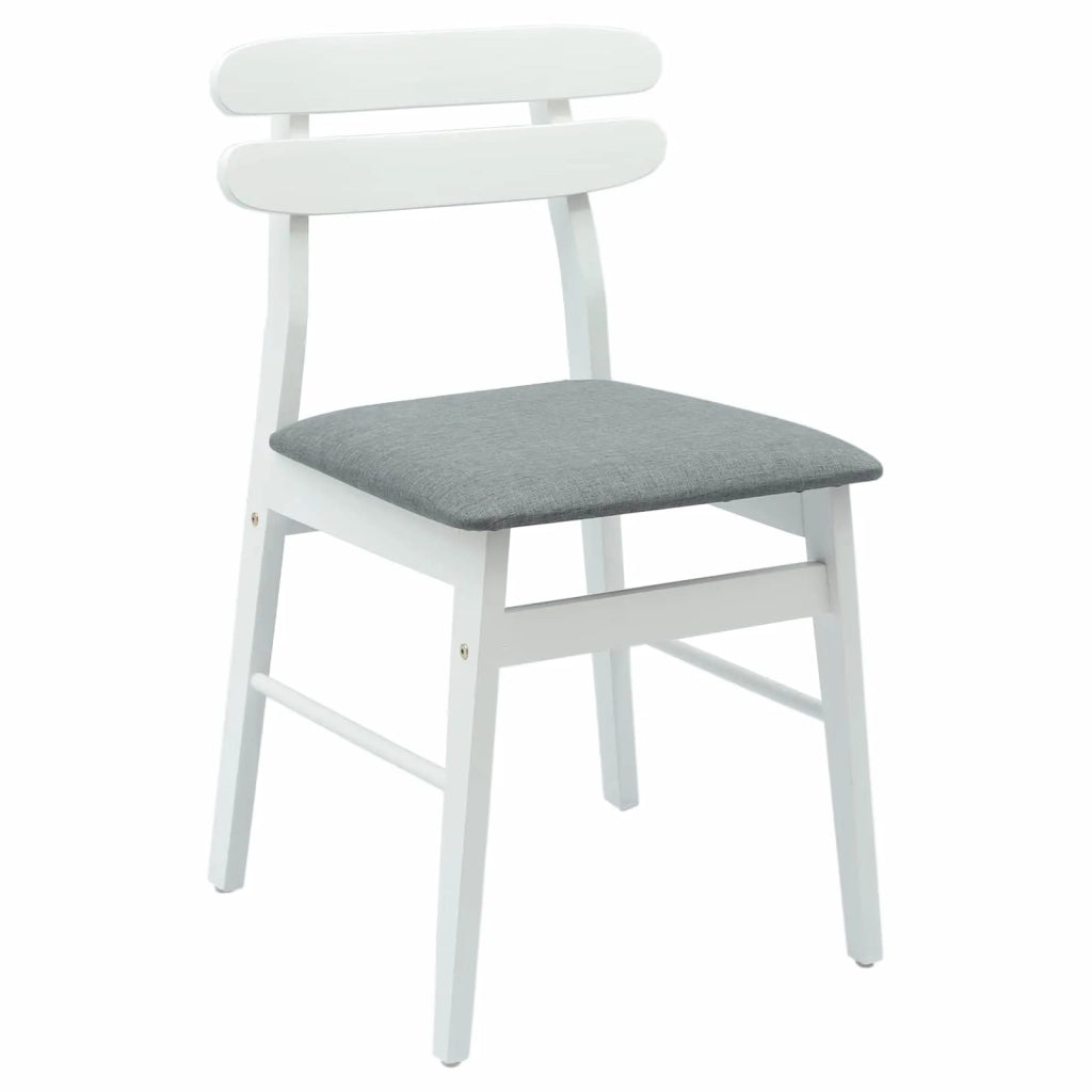 Sedia da pranzo 2 pcs Bianco e Grigio Legno di gomma solido
