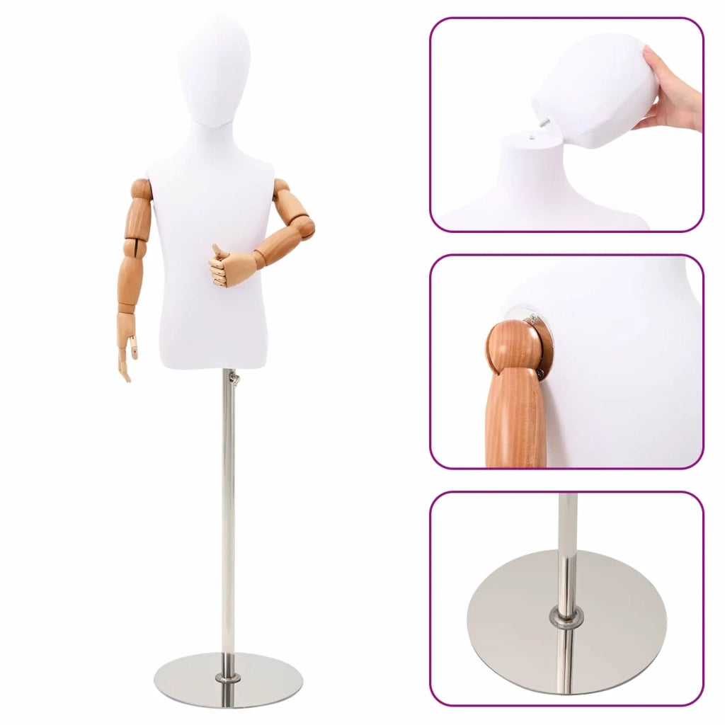 Manichino Regolabile 120-150 cm con Base Unisex PP Bianco 42041707