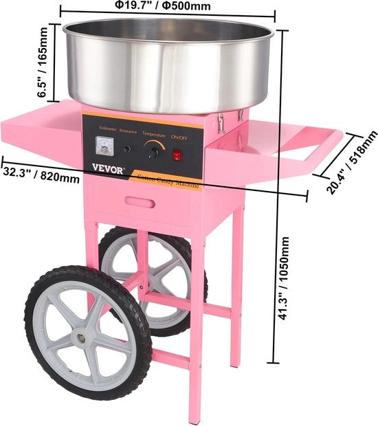 Macchina per la produzione di zucchero filato elettrica - Supe di zucchero filato - Senza capote - Commerciale - Rosa