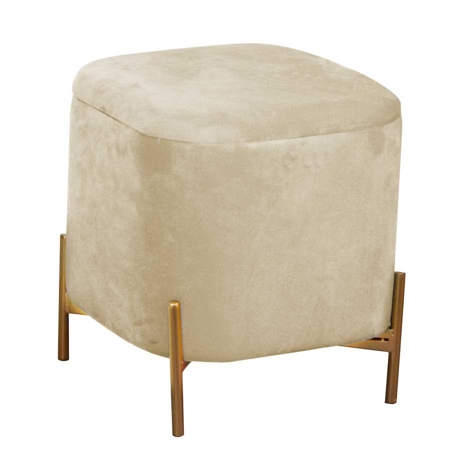 Pouf Contenitore 38x38xh45 cm in Tessuto Velluto Crema