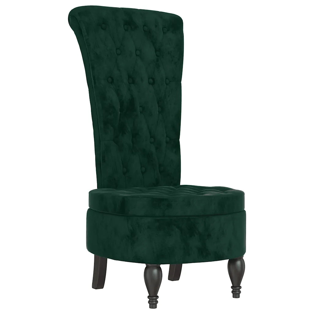 Sedia Schienale Alto Design con Bottoni in Velluto Verde Scuro 352466