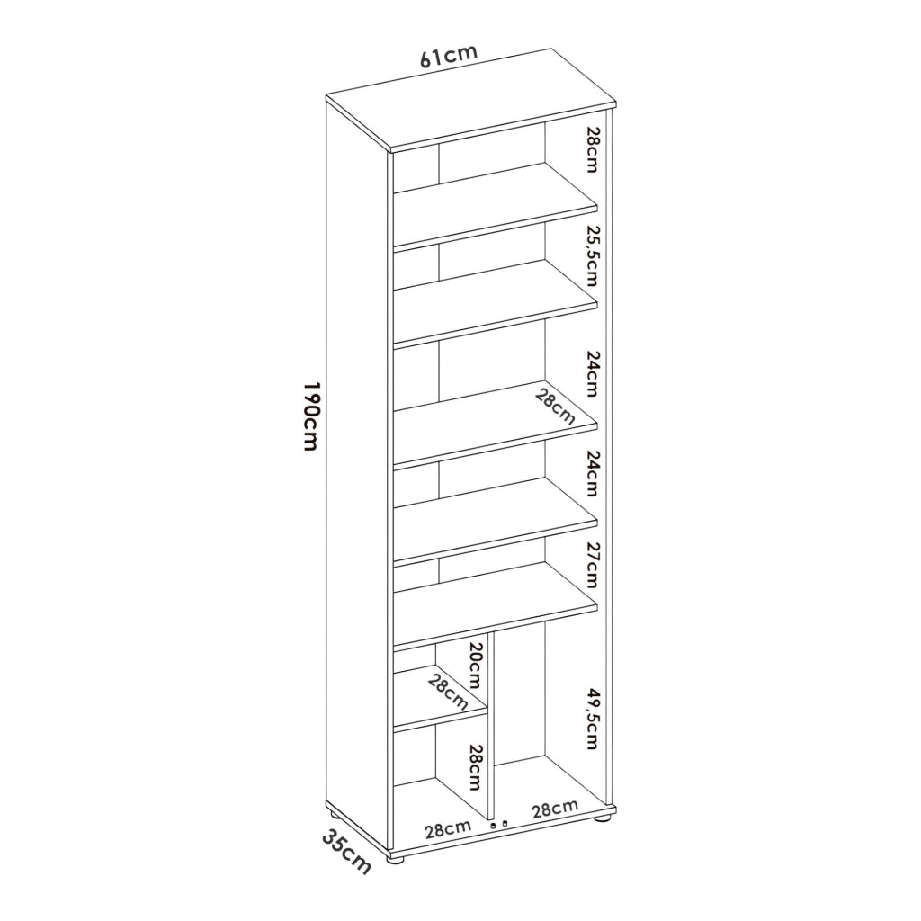 Armadio multiuso Apro, Mobile multifunzione portaoggetti, Guardaroba a 2 ante, 61x35h190 cm, Bianco