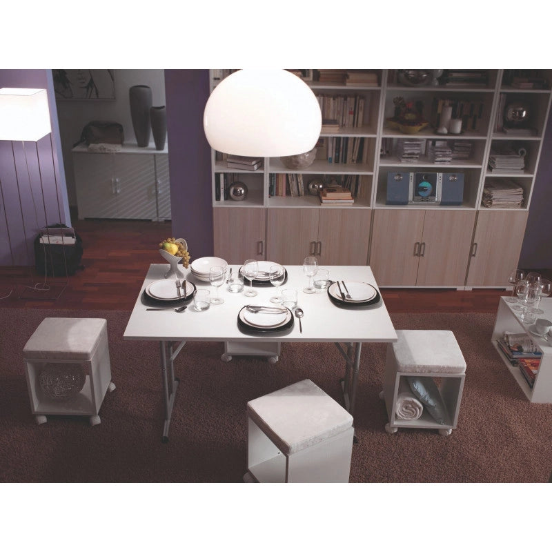 Tavolo pieghevole 125x75 con gambe in metallo e piano 22 mm bianco 60 kg - Terraneo