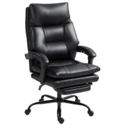 Sedia per Scrivania ad Altezza Regolabile e Reclinabile fino a 135°, in Pelle PU Nera, 65x76x113-121 cm