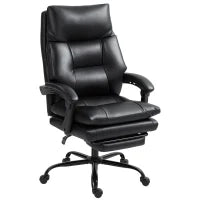 Sedia per Scrivania ad Altezza Regolabile e Reclinabile fino a 135°, in Pelle PU Nera, 65x76x113-121 cm