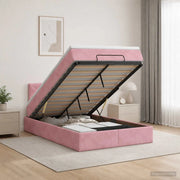 Letto ottomano con materasso Rosa 120 x 200 cm Velluto 3456626