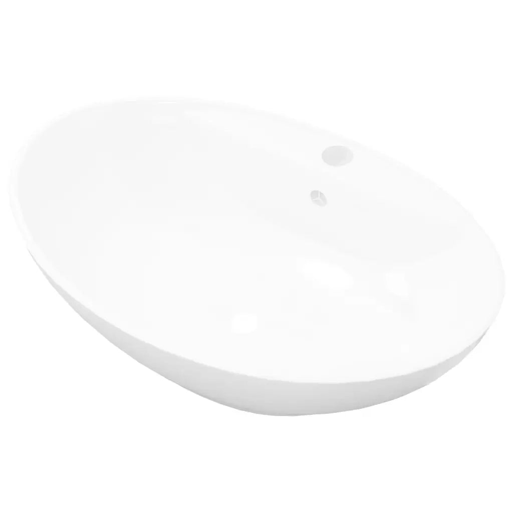 Lavabo Ceramica Lusso Ovale Foro di Scarico e Foro Rubinetto cod mxl 53535