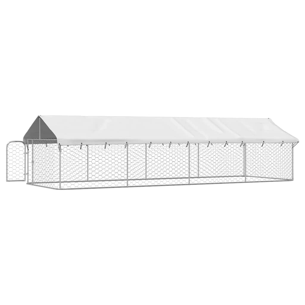 Cuccia/gabbia/recinto per animali domestici da esterno con tetto 600 x 200 x 150 cm Argento 02_0041911