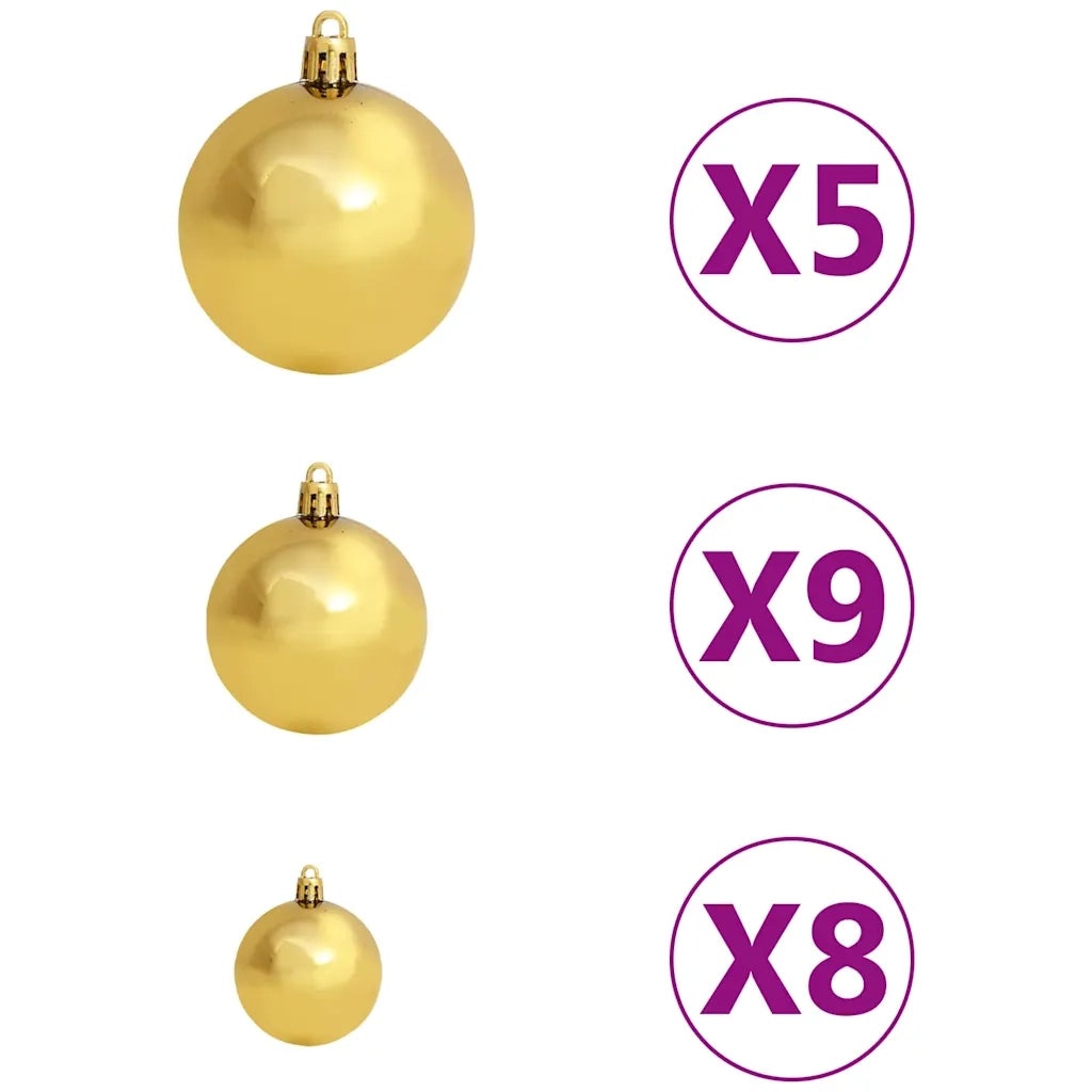 Set Natale con 60 Palline Punta e 150 Luci LED Oro e Bronzo 330095